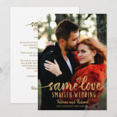 Invitation Même Amour Cute Coeur Downsize Photo Mariage (Devant / Derrière)