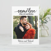 Invitation Même Amour Cute Coeur Downsize Photo Mariage (Debout devant)