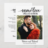Invitation Même Amour Cute Coeur Downsize Photo Mariage (Devant / Derrière)