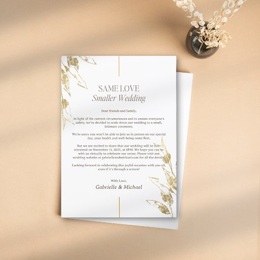 Invitation Même amour, mariage plus petit, excuses réduites e