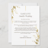 Invitation Même amour, mariage plus petit, excuses réduites e (Devant)