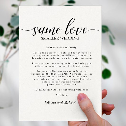 Invitation Même amour, mariage plus petit, réduction de maria