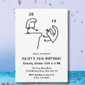 Invitation Mème amusant Humour simple noir blanc 20e annivers