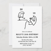 Invitation Mème amusant Humour simple noir blanc 20e annivers (Devant)
