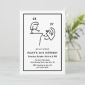 Invitation Mème amusant Humour Simple Noir Blanc 28e annivers (Debout devant)
