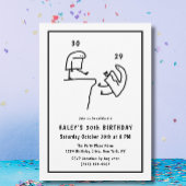 Invitation Mème amusant Humour Simple Noir Blanc 30e Annivers