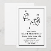 Invitation Mème amusant Humour Simple Noir Blanc 32e Annivers (Devant / Derrière)