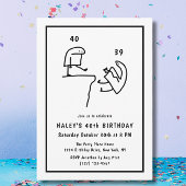 Invitation Mème amusant Humour Simple Noir Blanc 40e Annivers