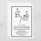 Invitation Mème amusant Humour simple Noir Blanc 44e annivers (Devant / Derrière)