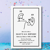 Invitation Mème amusant Humour Simple Noir Blanc 50e Annivers