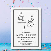 Invitation Mème amusant Humour Simple Noir Blanc 60e Annivers