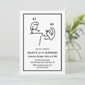 Invitation Mème amusant Humour Simple Noir Blanc 67e Annivers (Debout devant)