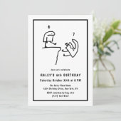 Invitation Mème amusant Humour Simple Noir Blanc 6e Anniversa (Debout devant)