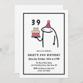 Invitation Mème amusant Simple Noir & Blanc 39e anniversaire (Devant / Derrière)