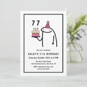 Invitation Mème amusant Simple Noir & Blanc 77e anniversaire (Debout devant)