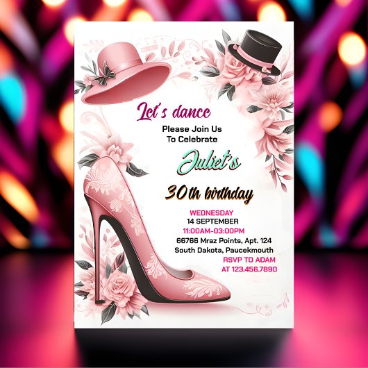 Invitation Même Chaussure élégant Adulte Dames nuit 30e Anniv