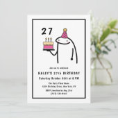 Invitation Mème Drôle Simple Anniversaire 27 Ans Noir & Blanc (Debout devant)