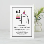 Invitation Mème drôle Simple Anniversaire 62 ans Noir & Blanc (Debout devant)
