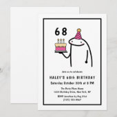 Invitation Mème drôle Simple Anniversaire 68 ans Noir & Blanc (Devant / Derrière)