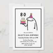 Invitation Mème drôle Simple Anniversaire 80 ans Noir & Blanc (Devant)