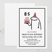 Invitation Mème drôle Simple Anniversaire 85 ans Noir & Blanc (Devant / Derrière)