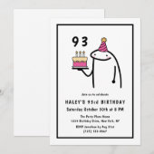 Invitation Mème Drôle Simple Anniversaire 93 Ans Noir & Blanc (Devant / Derrière)