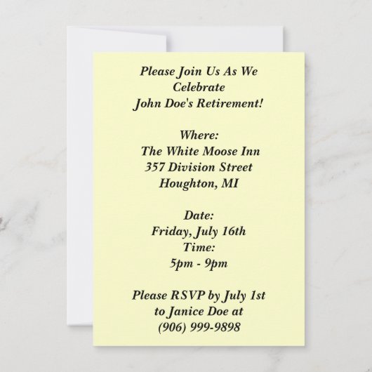 Invitation Même l'anniversaire de retraite d'invitation de (Dos)