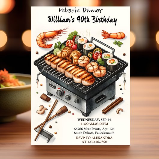Invitation Même le Chef Bbq Japonais Sushi Hibachi 50e annive