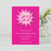 Invitation Mème personnalisé rose 67 (Debout devant)