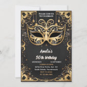 Invitation Même Tutu Black Gold Chic Masquerade 50e anniversa (Devant)