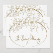 Invitation Mémoire d'amour Élégant Floral Gold Memorial (Devant / Derrière)