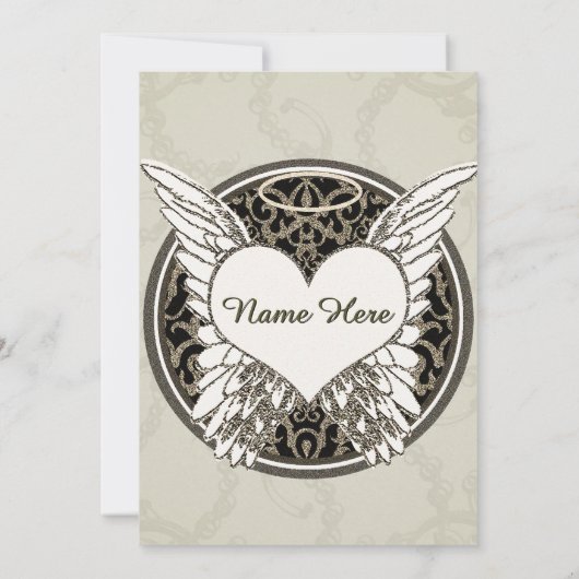 Invitation Mémorial avec les ailes et le coeur d'ange (Dos)