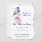 Invitation Mémorial, Célébration de la vie, Service Bluebird (Dos)