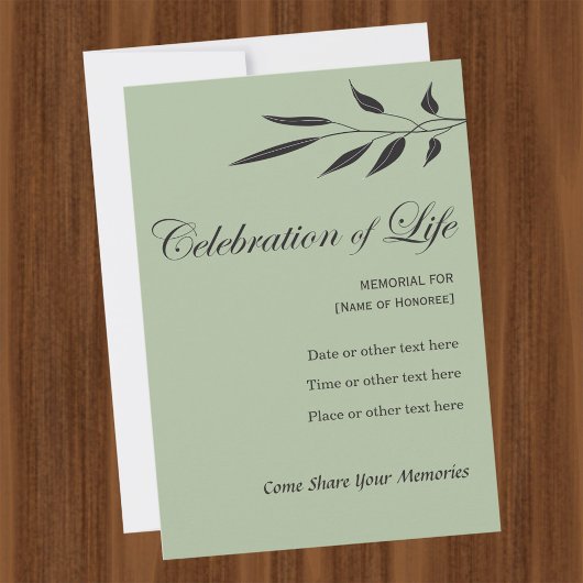 Invitation Memorial Celebration of Life Elegant Tree Invitati