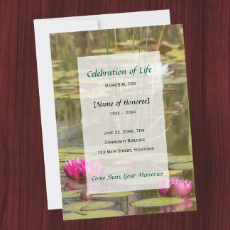 Invitation Memorial Celebration of Life Water Lily Invite