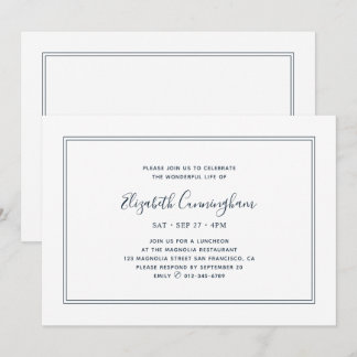 Invitation Memorial Classic Simple Chic Elegant Frame