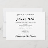 Invitation Mémorial commémoratif de l'anniversaire de la mort (Dos)