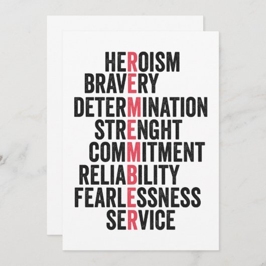 Invitation Memorial Day American Patriotic Veteran se souvien (Devant / Derrière)