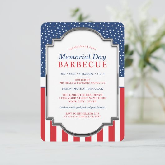 Invitation Memorial Day Barbecue Party (Debout devant)