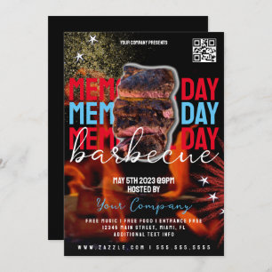 Invitation Memorial Day Barbecue Patriotic Party Flyer