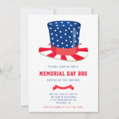 Invitation Memorial Day BBQ Rouge Blanc Bleu (Devant)
