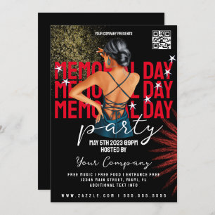 Invitation Memorial Day Event Patriotic Party Club Style