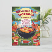 Invitation Memorial Day Hot Dogs Barbeque Party (Debout devant)