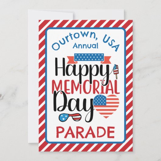 Invitation Memorial Day Notre Town Parade Cérémonie Invitatio (Devant)