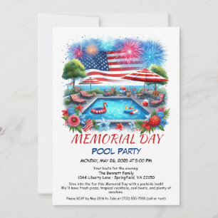 Invitation Memorial Day Pool Party   Summer Bash