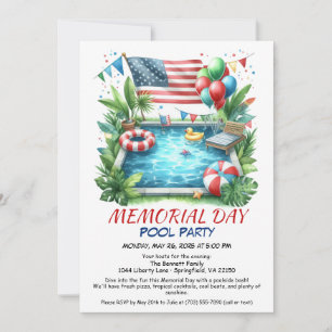 Invitation Memorial Day Pool Party   Summer Bash