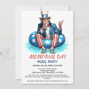 Invitation Memorial Day Pool Party Summer Bash