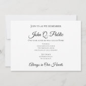 Invitation Mémorial de l'anniversaire de la mort de la clôtur (Dos)