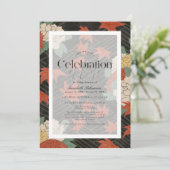 Invitation Mémorial des funérailles florales et rouges de l'é (Debout devant)