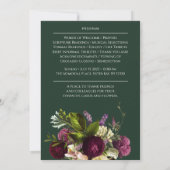 Invitation Mémorial des funérailles florales violettes vertes (Dos)